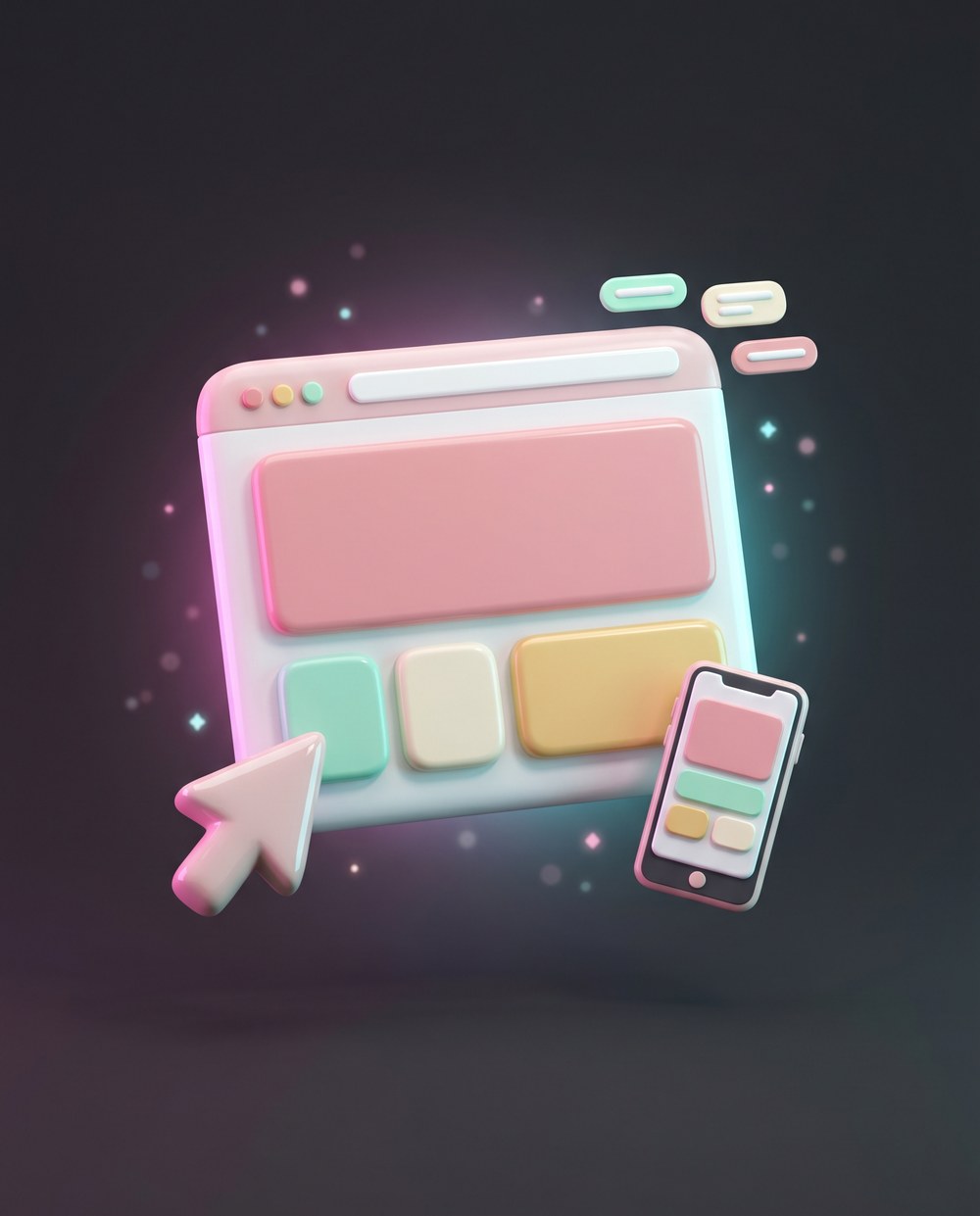 ホームページ制作のイメージ（ブラウザとスマホのUIデザイン）